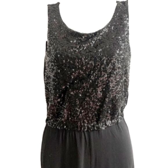 H&M Black Sequin Sleeveless Jumpsuit Girls 11–12Y — Sparkly Party Outfit - Picture 3 of 6
